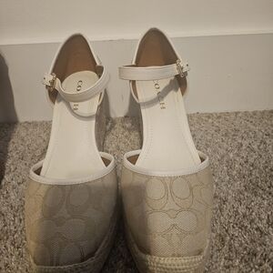 Coach Women's Cream Espadrille Wedges